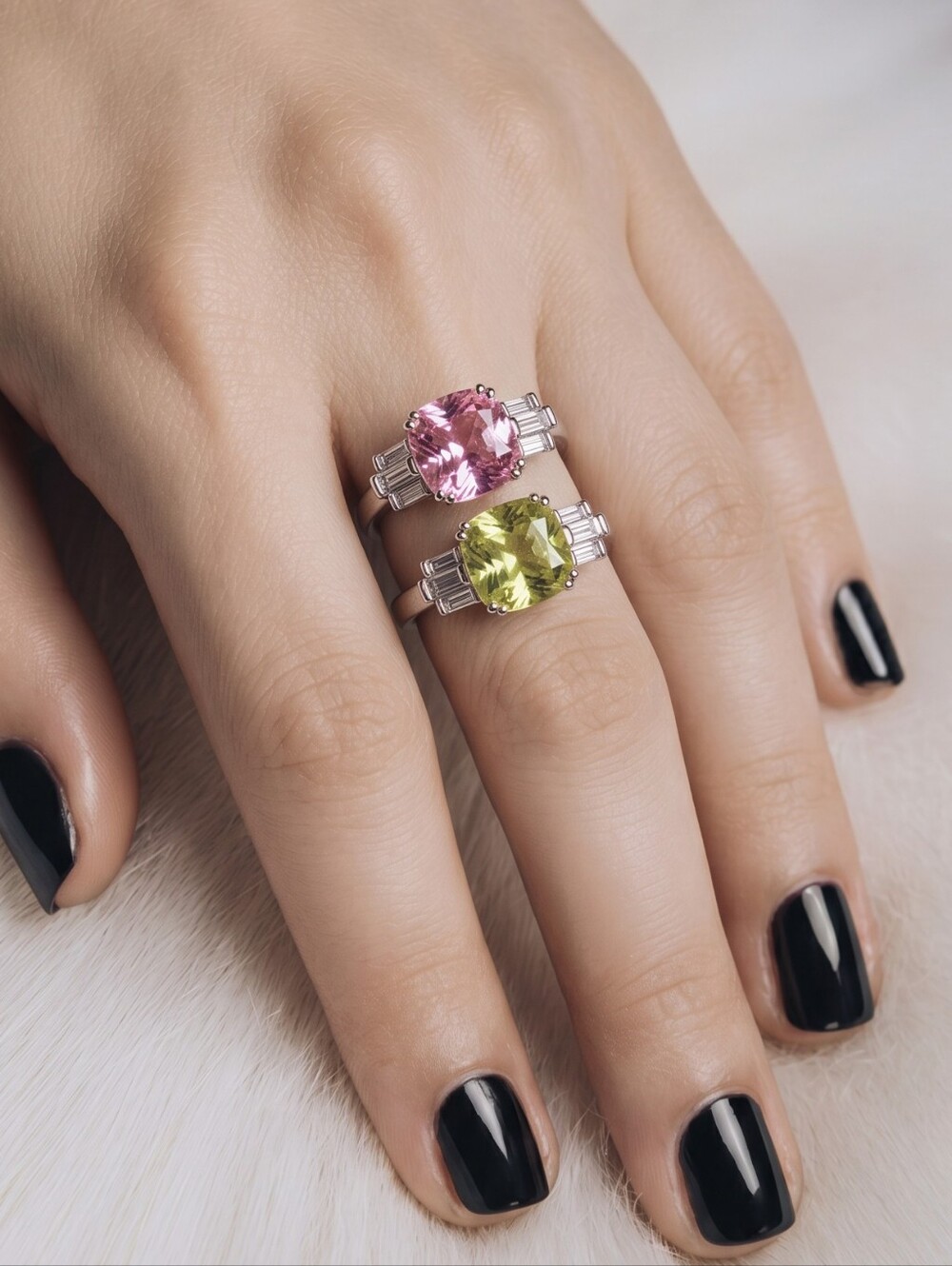 New Avon Gemstone Ring SZ 7 PINK OR GREEN